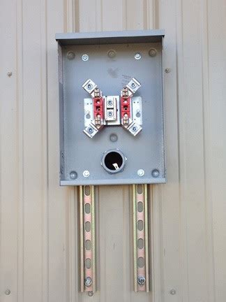 how to attach a meter box to a electric pole|connecting meter base to metal building.